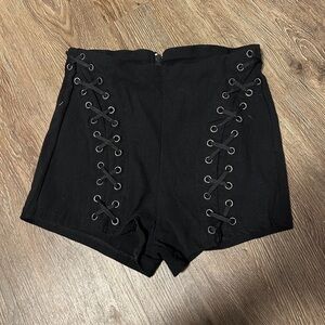 Spirit Black Lace-Up High Waist Shorts